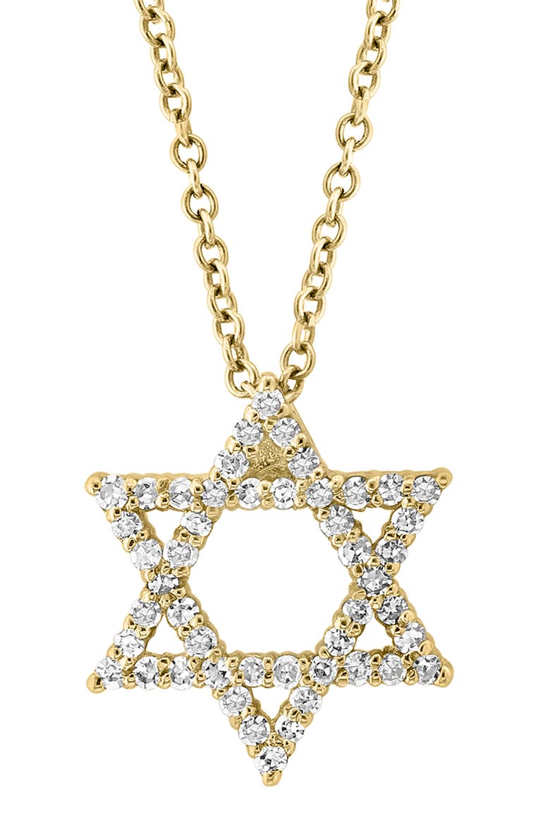 14K Yellow Gold Diamond Star of David Pendant Necklace - 0.24ct., Alternate, color, YELLOW GOLD