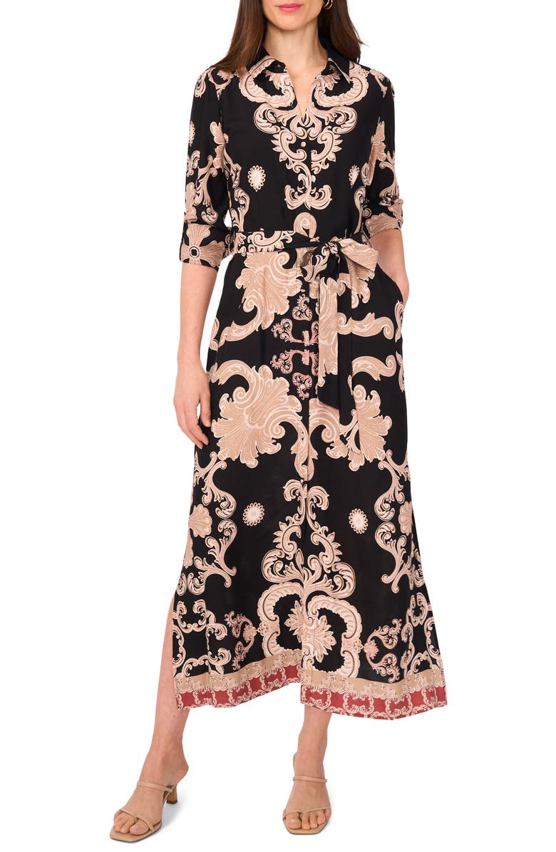 Vince Camuto Paisley Long Sleeve Shirtdress, Main, color, 