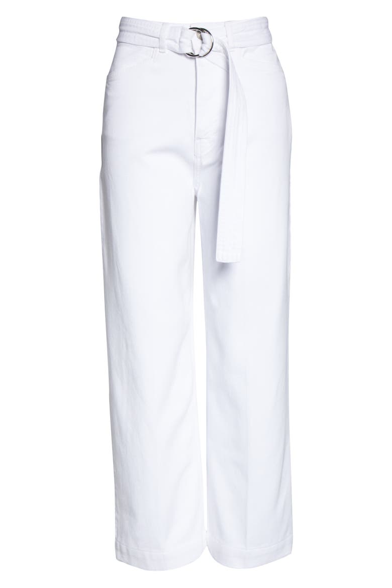 Belted Flood Jeans, Alternate, color, WHITE