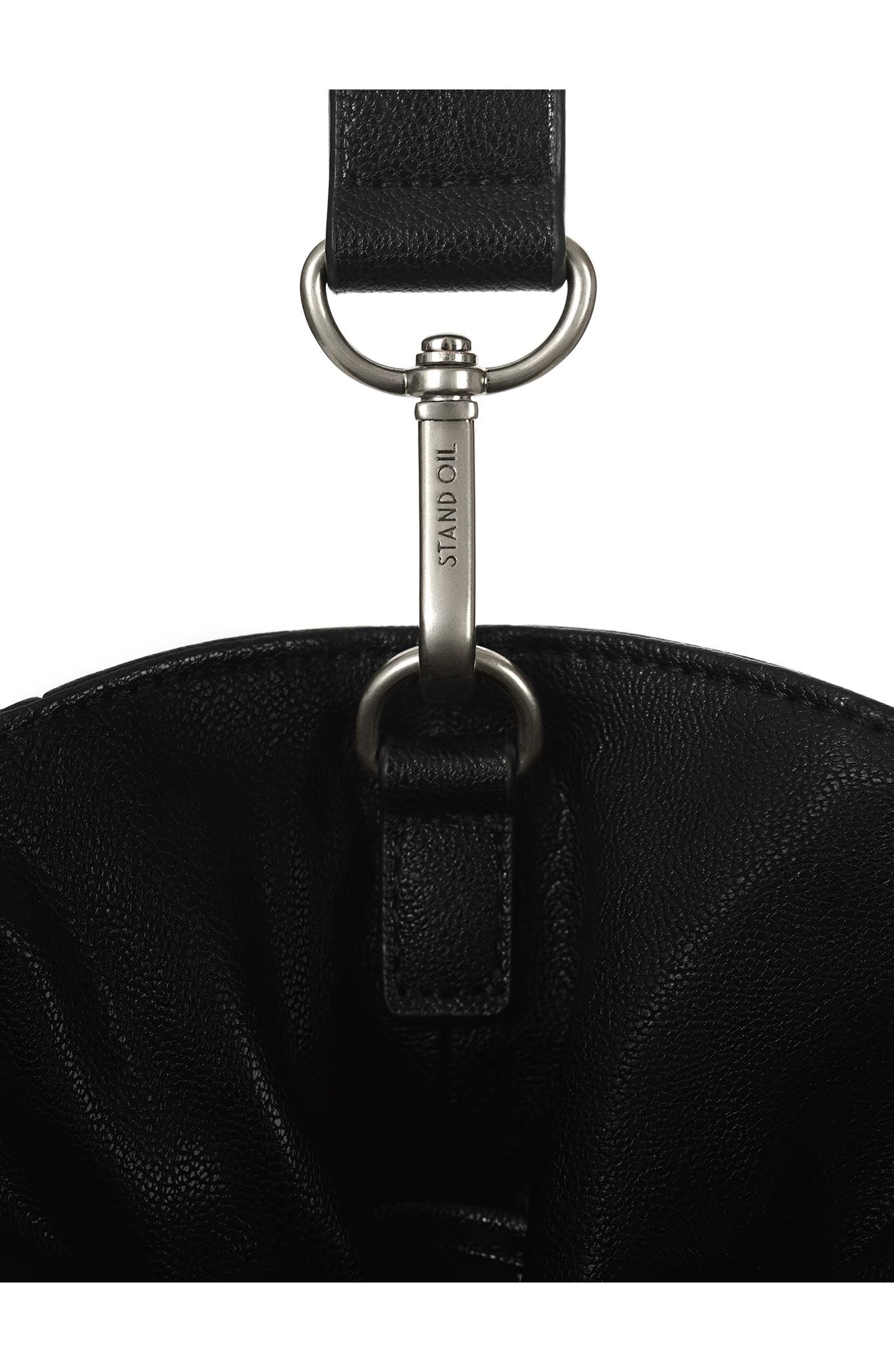 Stand Oil Breezy Faux Leather Handbag, Alternate, color, Black