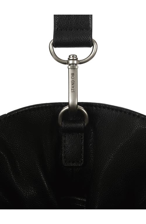 Stand Oil Breezy Faux Leather Handbag In Black