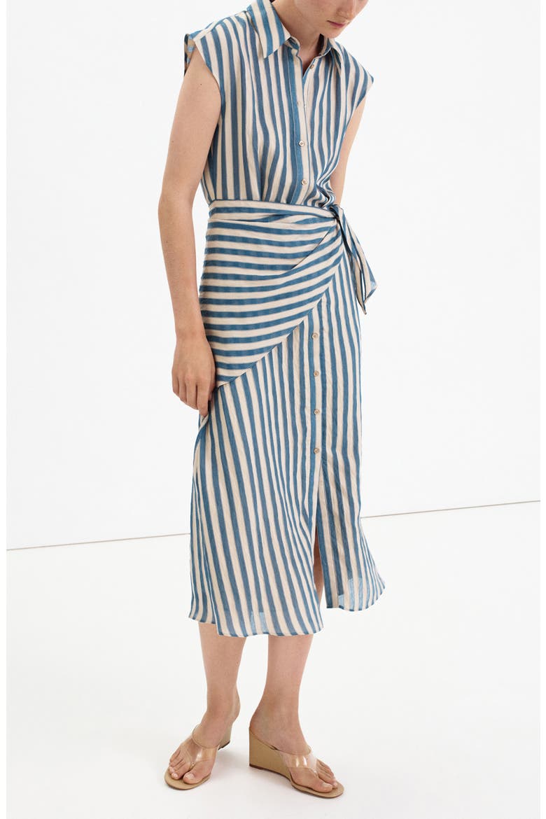 Striped Shirtdress with Sash, Main, color, BLUE