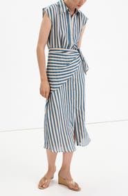 MANGO Striped Shirtdress with Sash