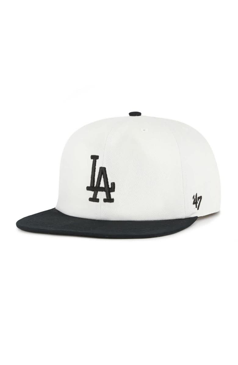 '47 Men's '47 White/Black Los Angeles Dodgers Foundation Captain Snapback Hat, Alternate, color, 