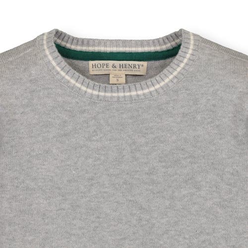 Hope & Henry Baby Boys' Crewneck Pullover Sweater, Infant In Grey Heather Rib Sleeve Stripe