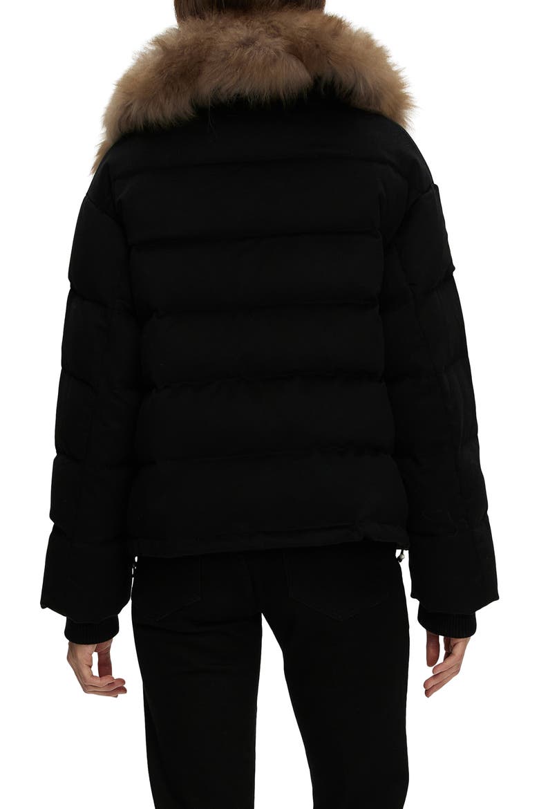 Cashmere Down Jacket with Genuine Shearling Collar, Alternate, color, BLACK/LIGHT BROWN