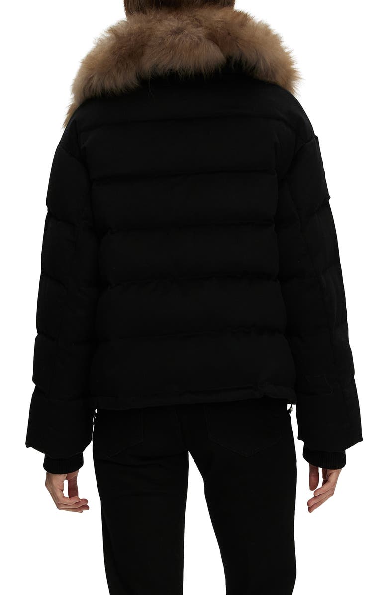 GORSKI Cashmere Down Jacket with Genuine Shearling Collar, Alternate, color, Black/Light Brown