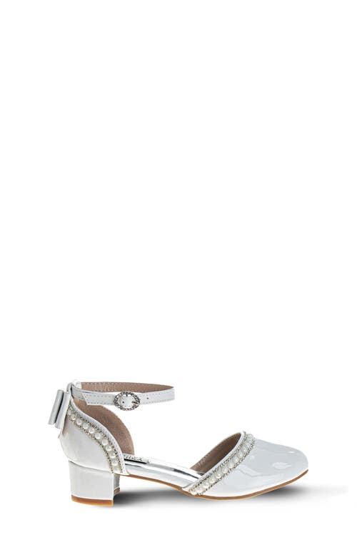 Badgley Mischka Collection Kids' Ankle Strap Pump In White Patent