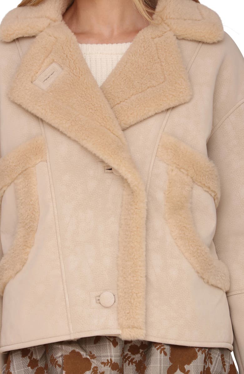 Avec Les Filles Oversize Faux Shearling Coat, Alternate, color, Taupe
