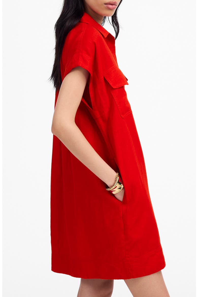 Linen Utility Shirtdress, Alternate, color, FESTIVAL RED