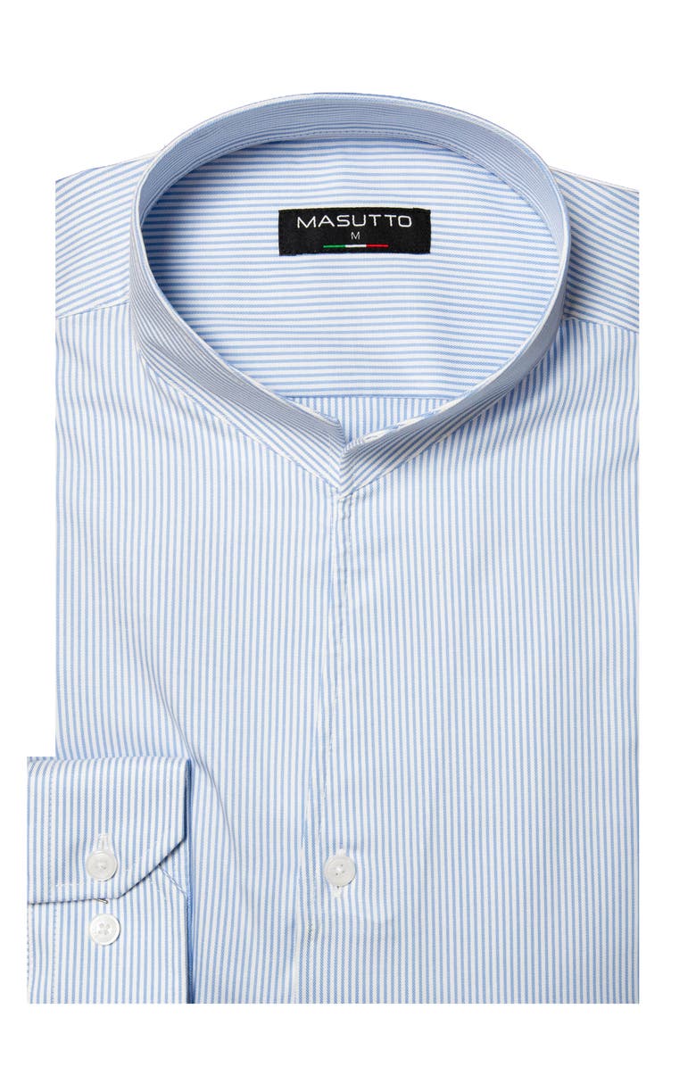 MASUTTO Dadon Stand collar Button-Up Long Sleeve Shirt, Alternate, color, Blue