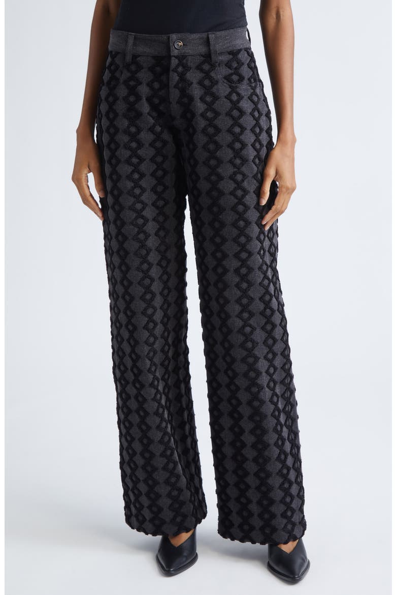 Stulla Geometric Embroidered Wide Leg Jeans, Main, color, WASHED BLACK