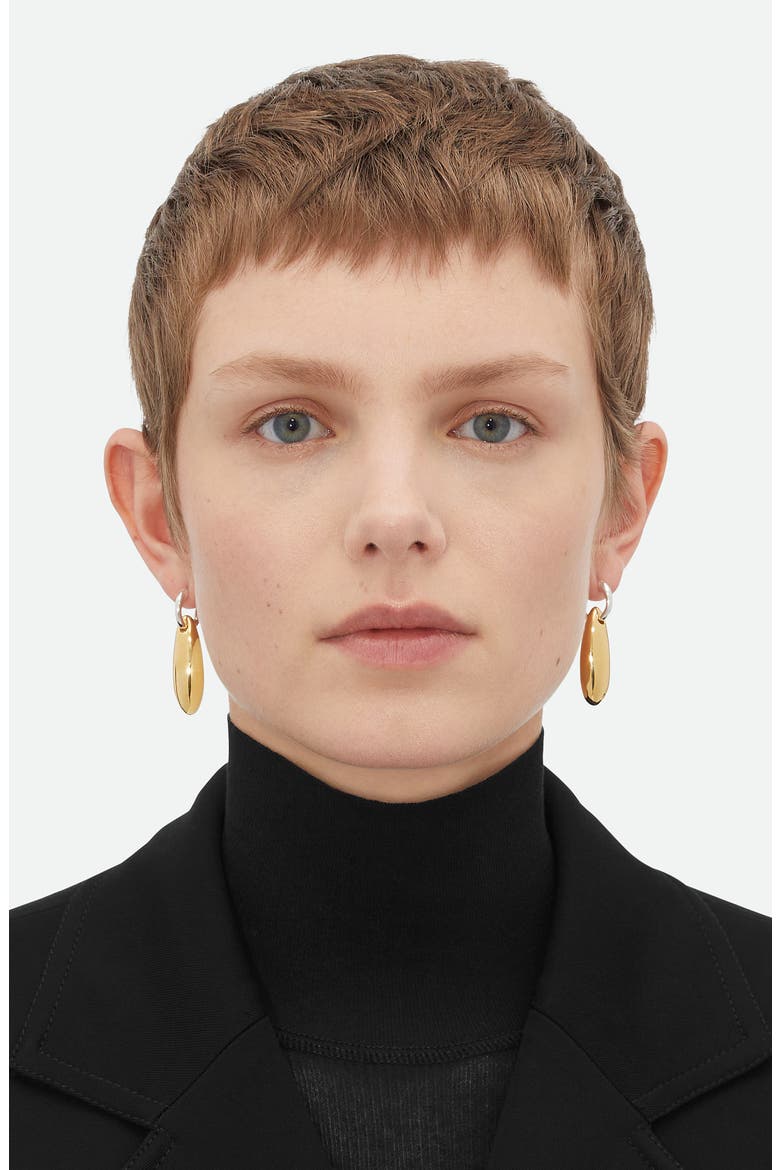 Small Ellipse Drop Hoop Earrings, Alternate, color, 8119 SILVER/ YELLOW GOLD