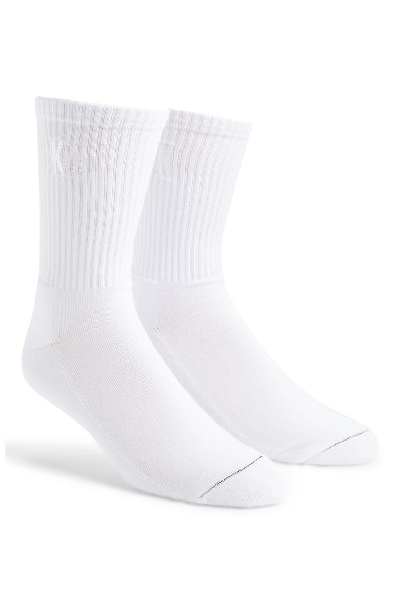 Cotton Blend Rib 2-Pack Crew Socks, Main, color, WHITE
