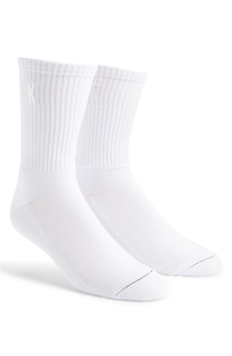 KROST Cotton Blend Rib 2-Pack Crew Socks, Main, color, White