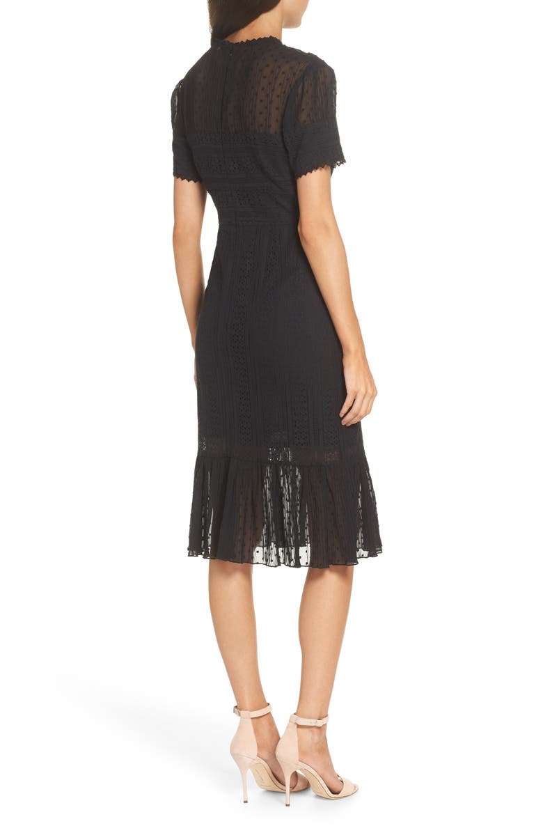 Chelsea28 Lace & Swiss Dot Dress, Alternate, color, 