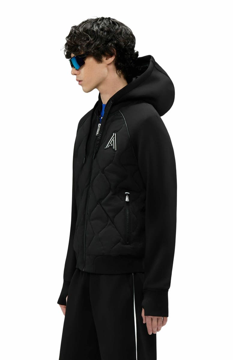 Alpenhaus Men's Bornant Hybrid Insulated Bomber Jacket with Removable Hood, Alternate, color, Black