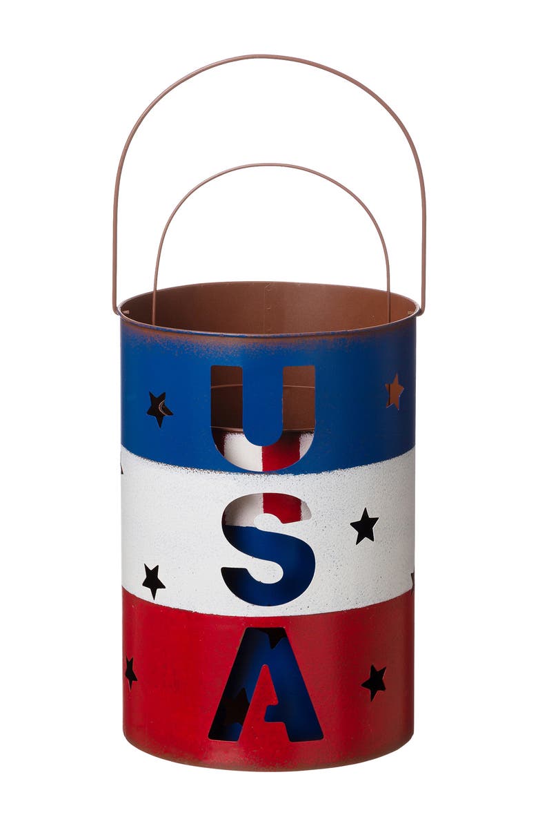 Glitzhome Set of 2 Metal Patriotic Americana Bucket, Alternate, color, 