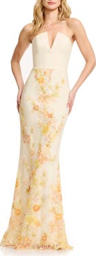 Dress the Population Fernanda Bead Embellished Floral Strapless Gown