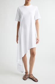 LOULOU DE SAISON Igari Asymmetric Pleated Cotton Knit Dress