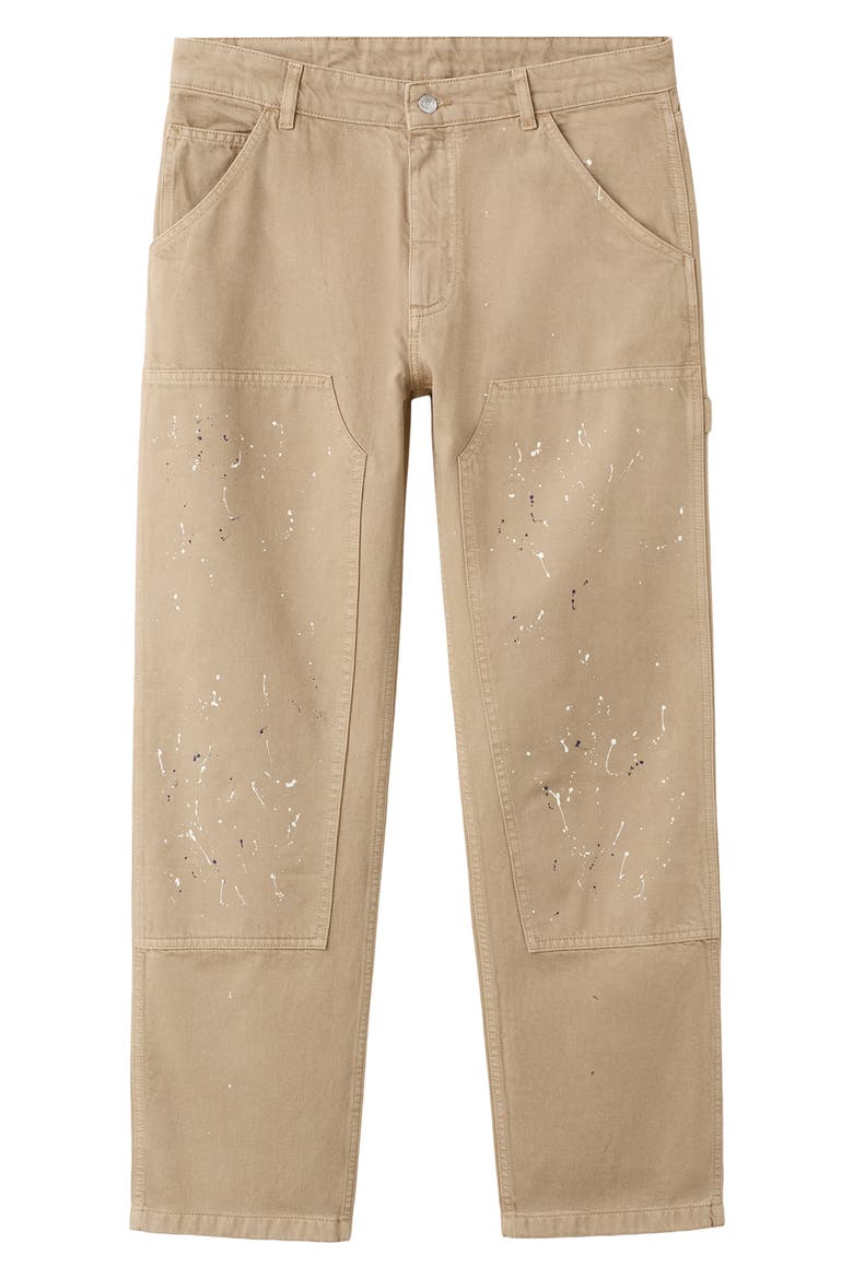 x Fantastic Man Paint Splatter Relaxed Fit Carpenter Jeans, Alternate, color, BEIGE