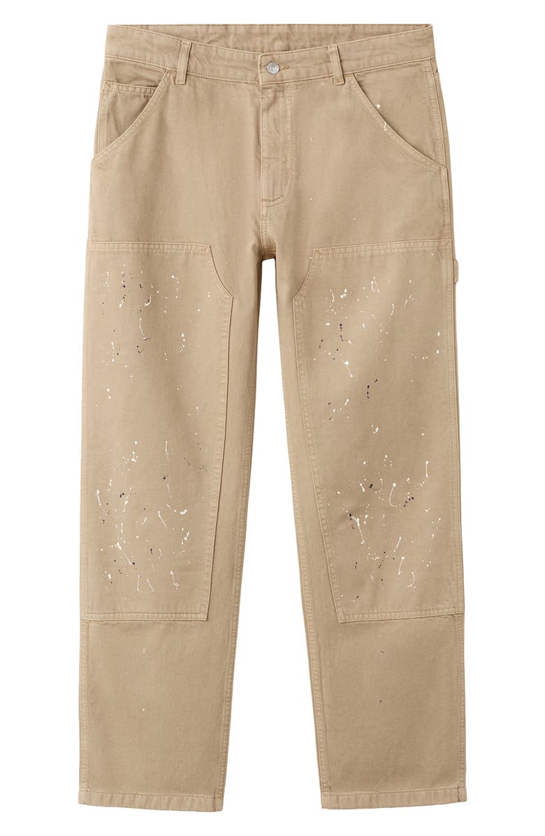 MANGO x Fantastic Man Paint Splatter Relaxed Fit Carpenter Jeans, Alternate, color, Beige