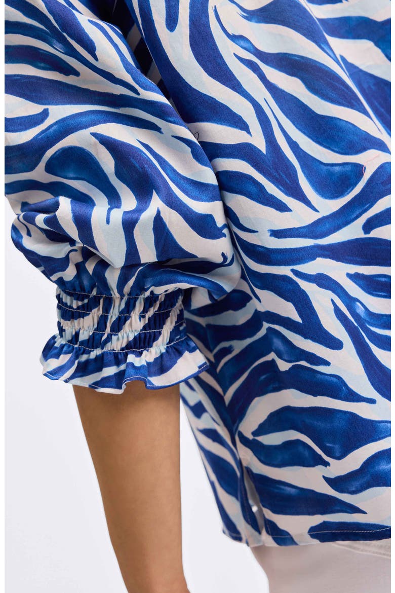 Alexis Print Cotton Popover Top, Alternate, color, BLUE/ WHITE