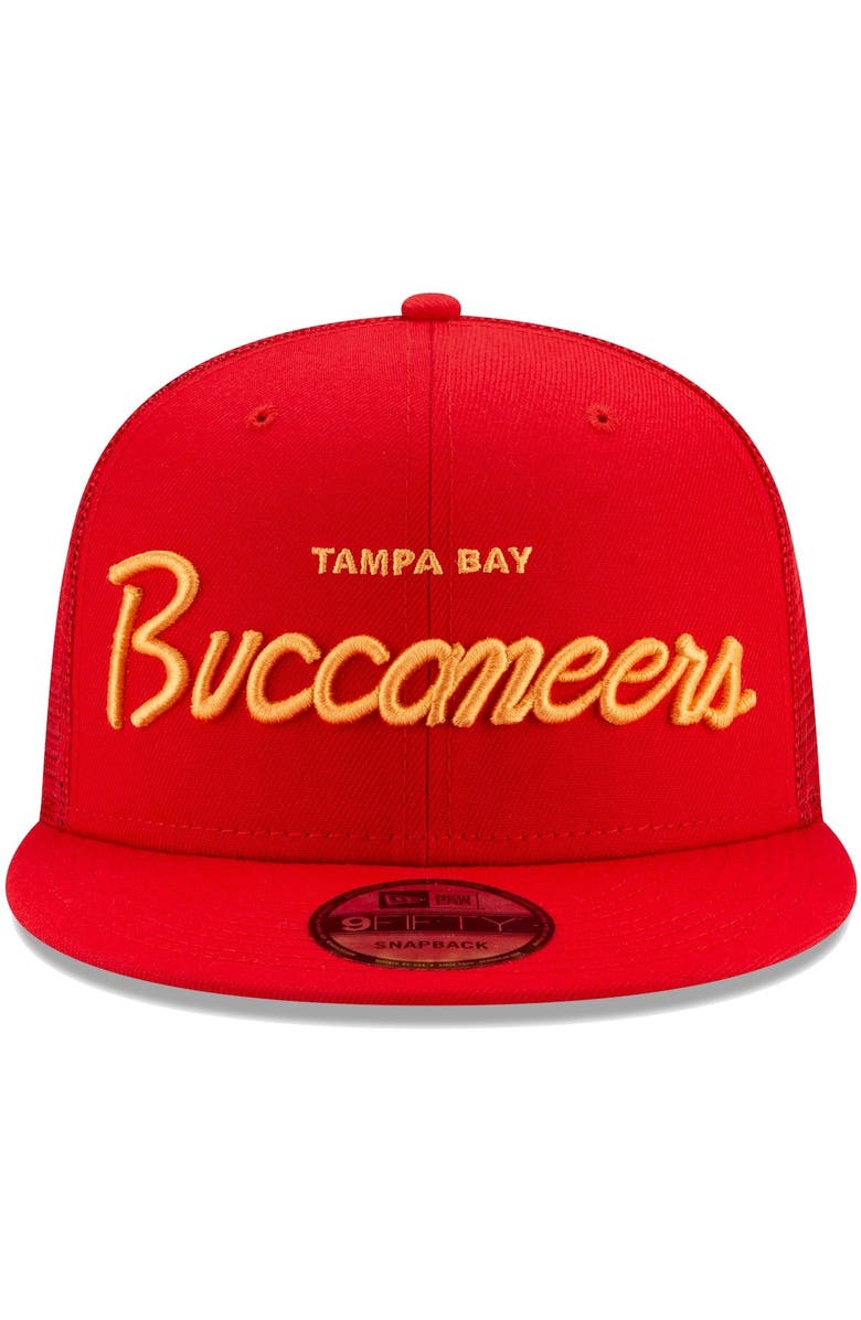 New Era Men's New Era Red Tampa Bay Buccaneers Script Trucker 9FIFTY Snapback Hat, Alternate, color, 