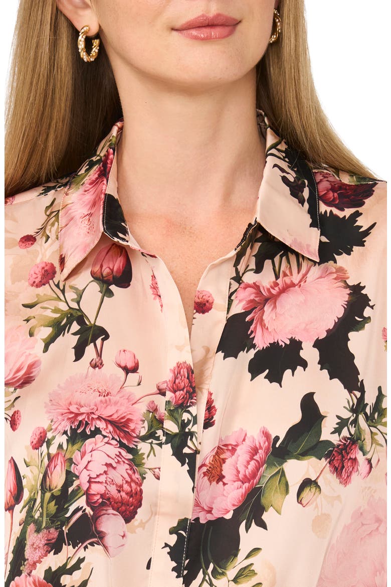Floral Tie Front Top, Alternate, color, CREAM TAN