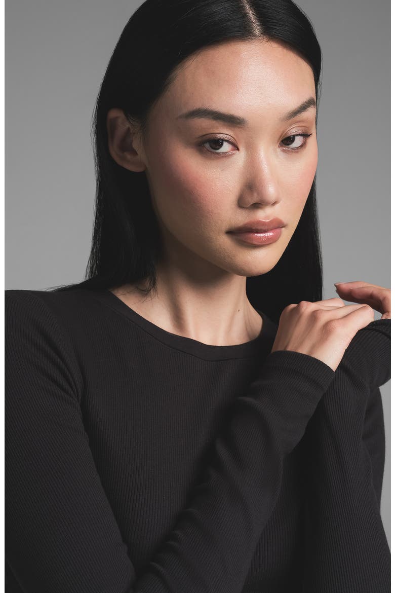 Stretch Cotton Rib Long Sleeve T-Shirt, Alternate, color, SOOT