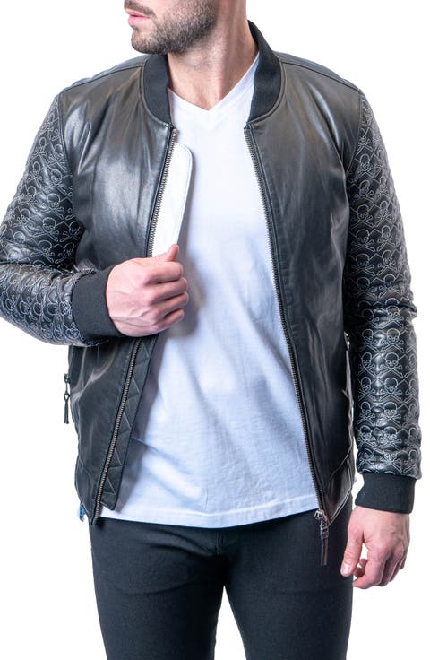 Skull Sleeve Leather Jacket