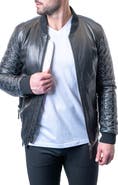 Maceoo Skull Sleeve Leather Jacket