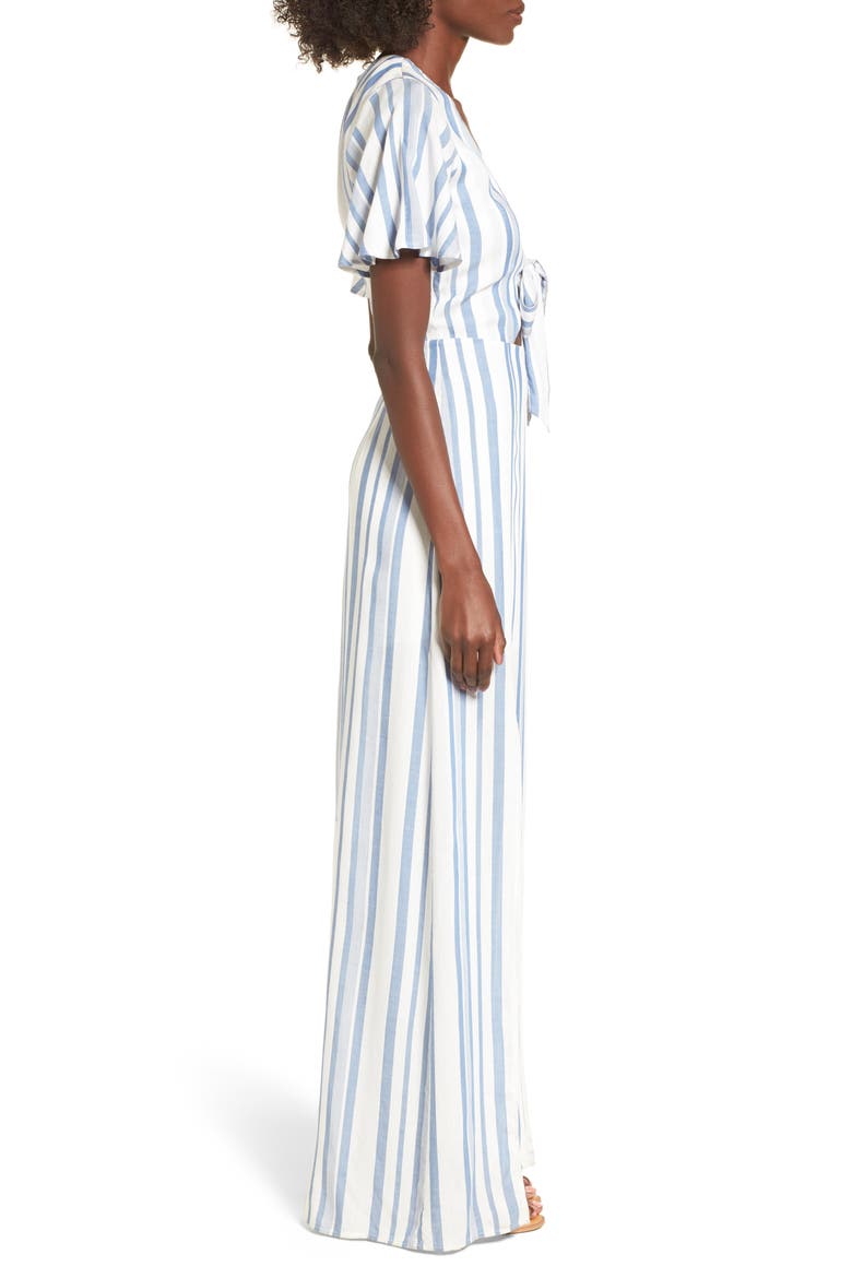 Bow Front Marina Maxi Dress, Alternate, color, WHITE/ BLUE