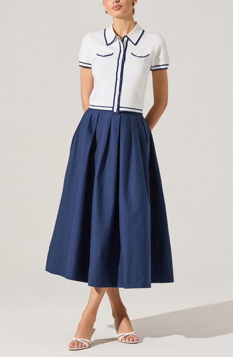 ASTR the Label Cotton Midi Skirt, Alternate, color, Navy