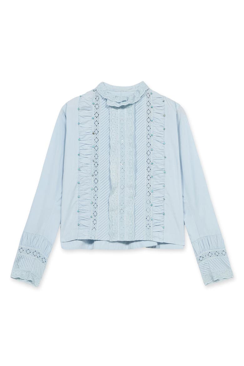 Woven High Neck Blouse, Main, color, Light Blue