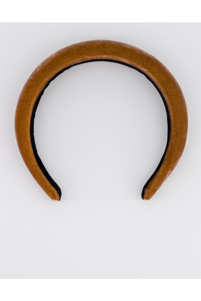 Victoria Padded Velvet Headband, Alternate, color, Camel