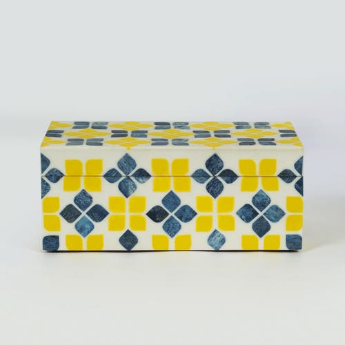 Mela Artisans Marigold Mosaic Inlay Box In Gold