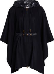 Moncler Zip Padded Wool Blend Hooded Cape