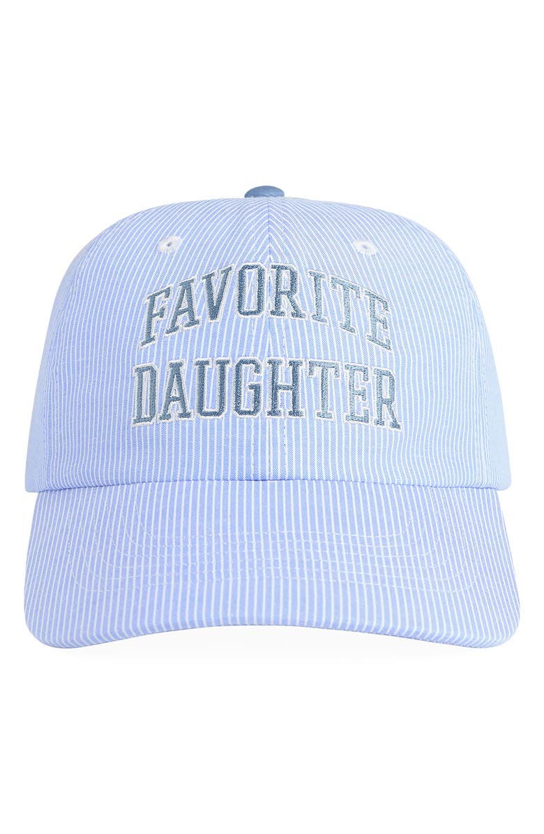 Favorite Daughter Stripe Logo Cotton Baseball Cap, Main, color, Blue/ White Stripe