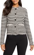 NIC+ZOE Stripe Fringe Mix Knit Jacket