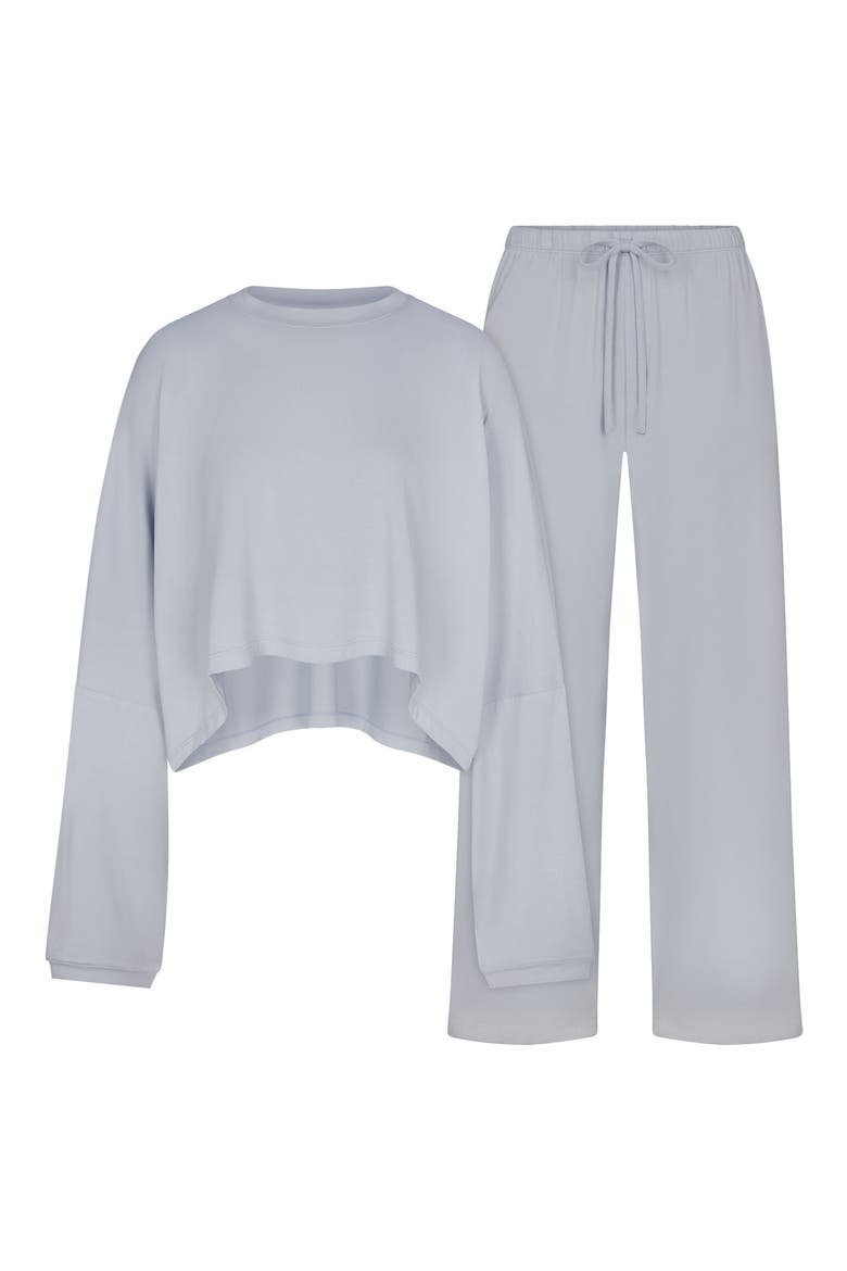 Crop Top & Pants Pajamas, Alternate, color, ZEN BLUE