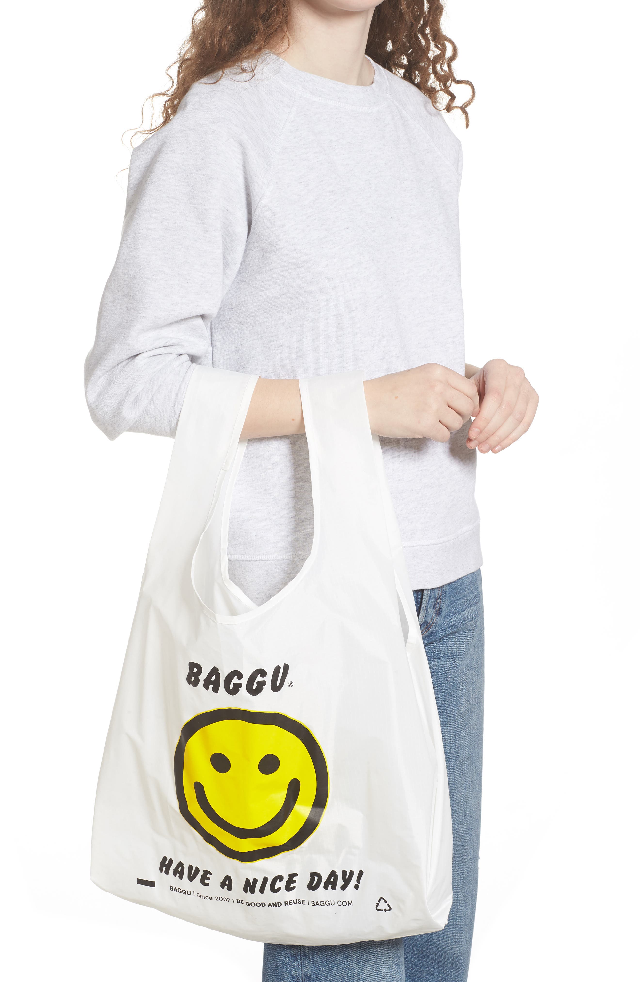 Standard Baggu Nylon Ripstop Tote, Alternate, color, THANK YOU HAPPY