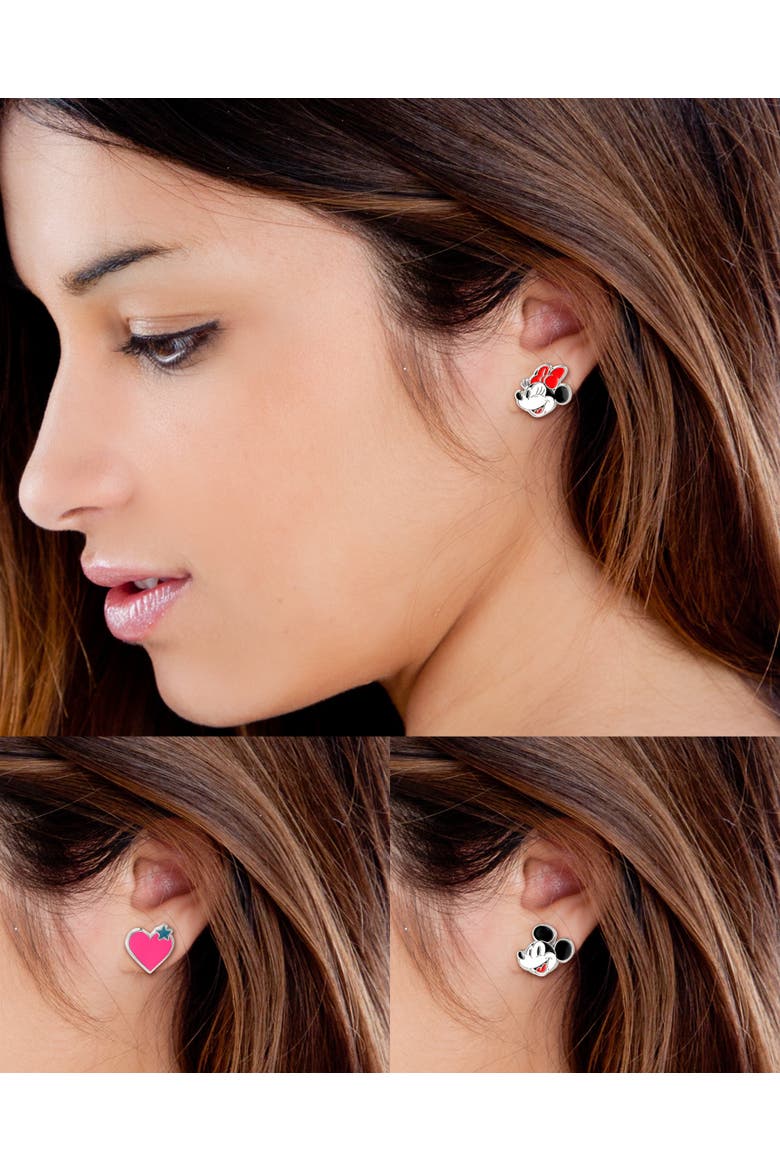 Minnie and Mickey Mouse Clip On Earrings, 3-Pack, Alternate, color, Multicolor