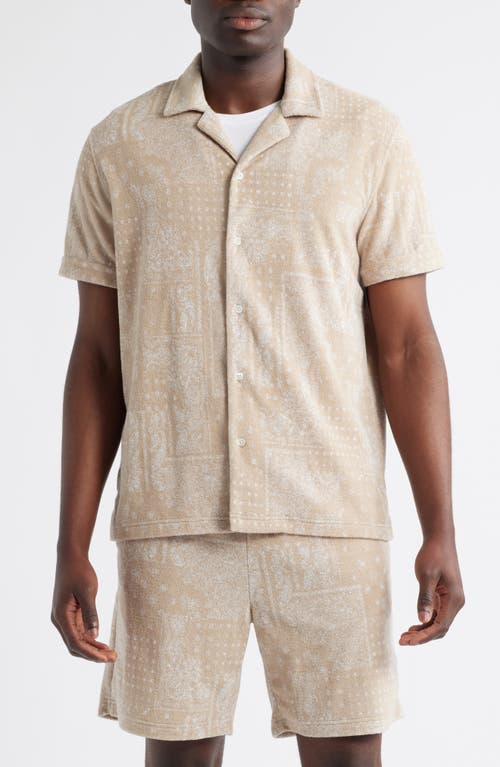 Rails Maverick Bandana Print Textured Knit Camp Shirt In Neutral
