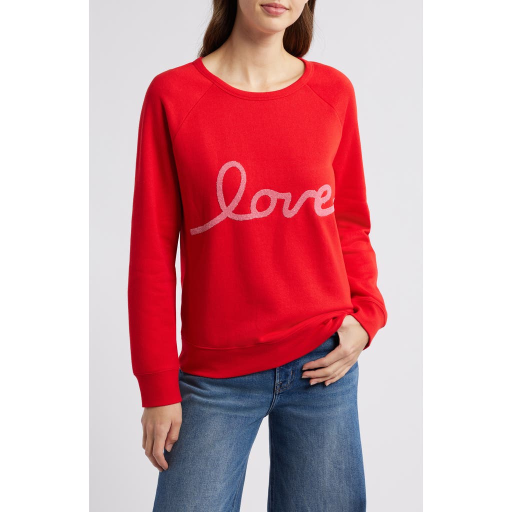 CASLON CASLON® LOVE METALLIC COTTON BLEND GRAPHIC SWEATSHIRT
