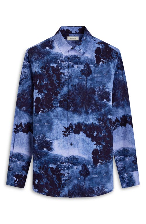 Bugatchi Julian Shaped Fit Stretch Cotton Button-up Shirt In Indigo