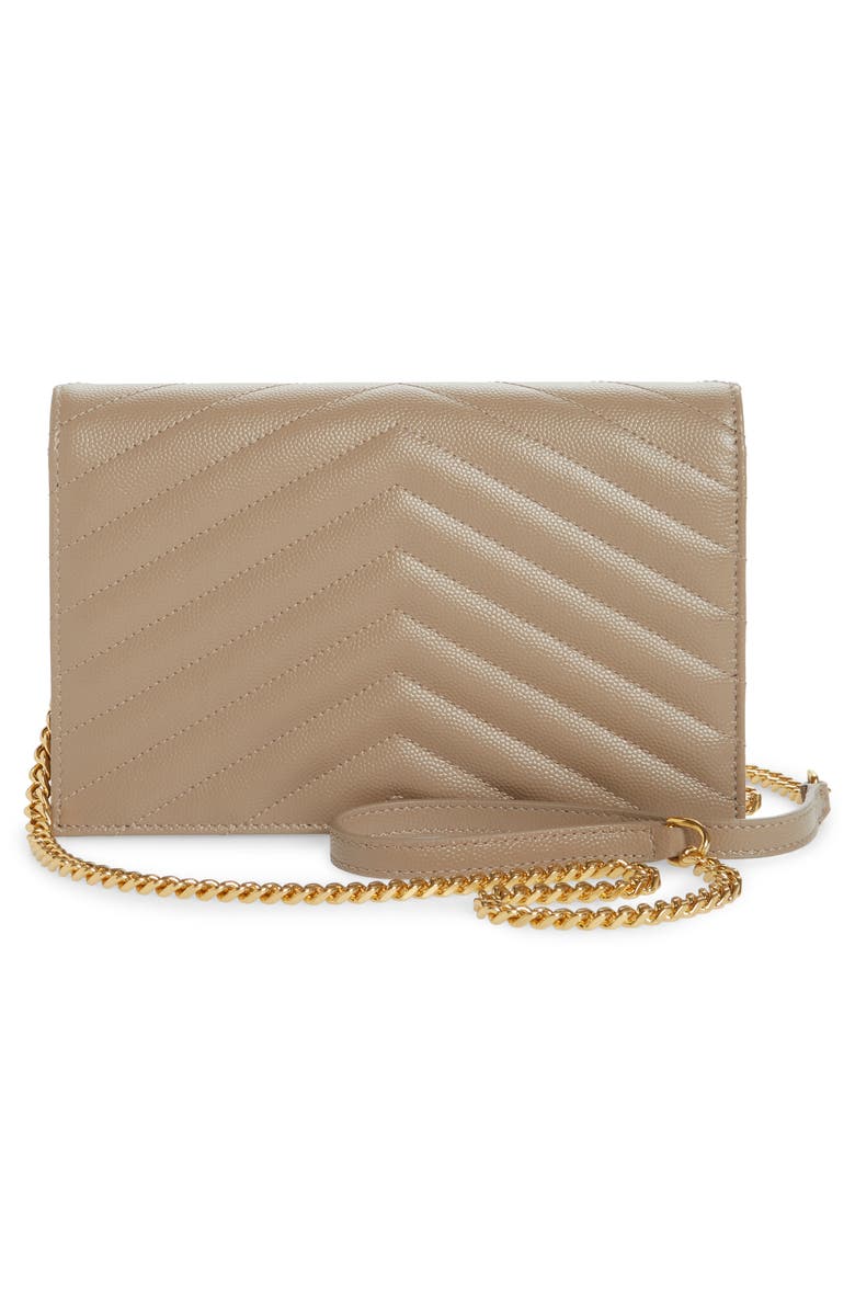 Saint Laurent 'Small Mono' Leather Wallet on a Chain, Alternate, color,