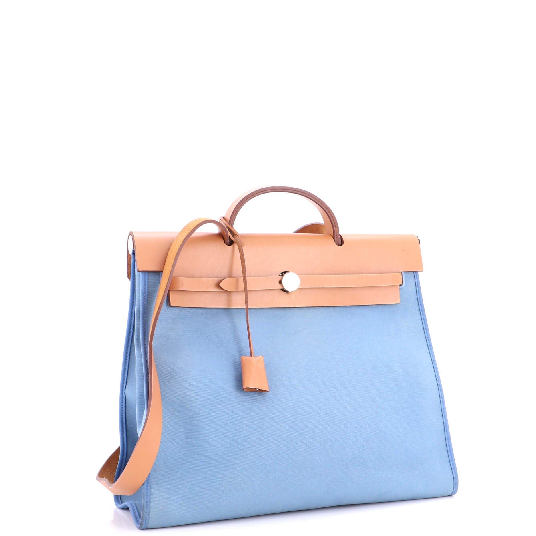 Herbag Zip Leather and Toile 39, Alternate, color, Blue