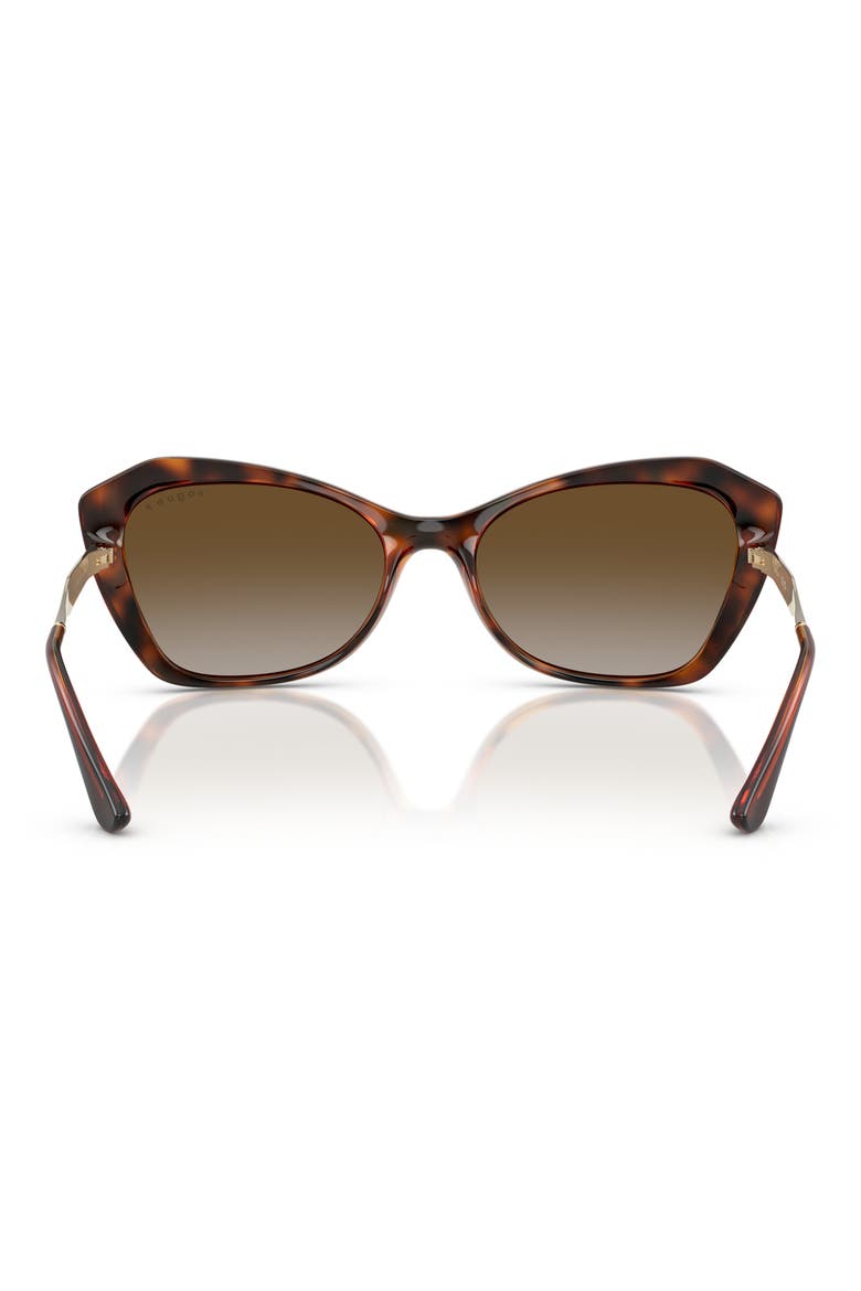 56mm Polarized Gradient Cat Eye Sunglasses, Alternate, color, DARK HAVANA