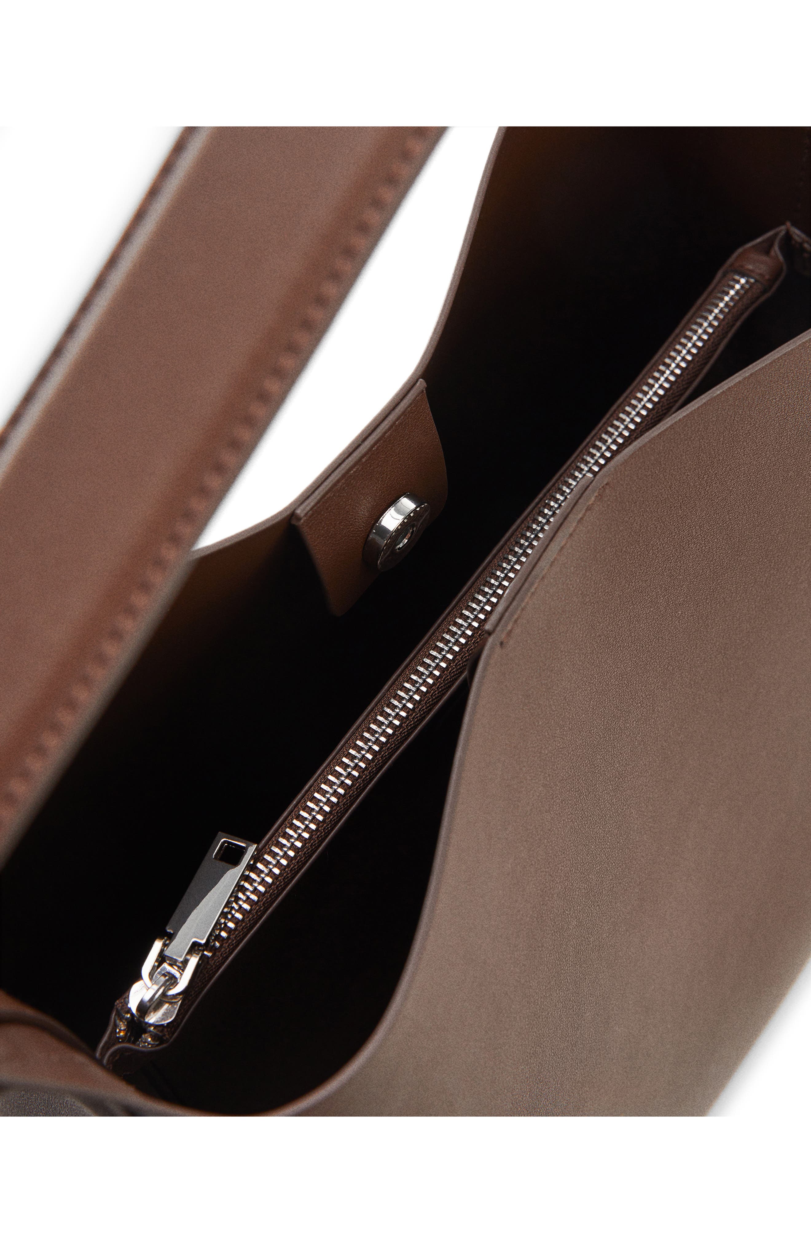 MANGO Buckle Detail Faux Leather Shopper, Alternate, color, 